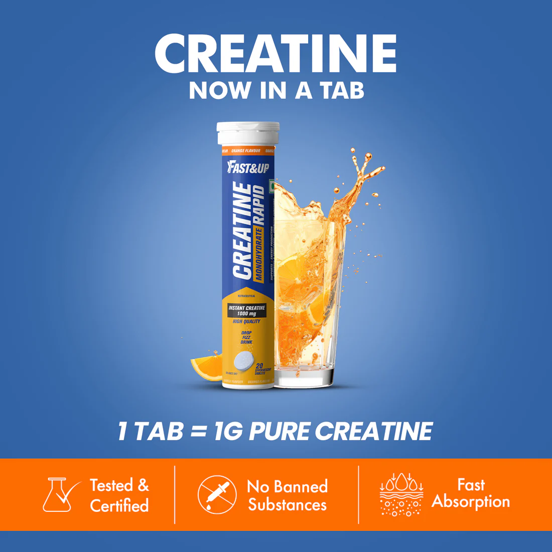 Creatine Rapid Effervescent - Orange Flavour - Image 3
