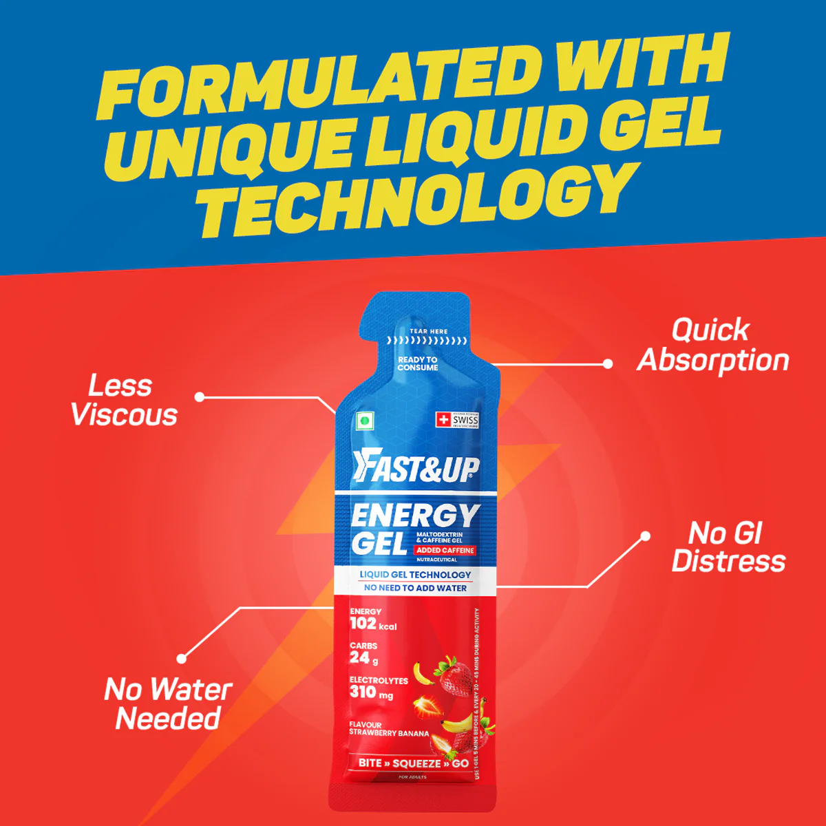 Energy Gel Strawberry Banana Caffeinated 39g Pack of 6 + Energy Gel Mango Passion Caffeinated 39g Pack of 6 - Image 5