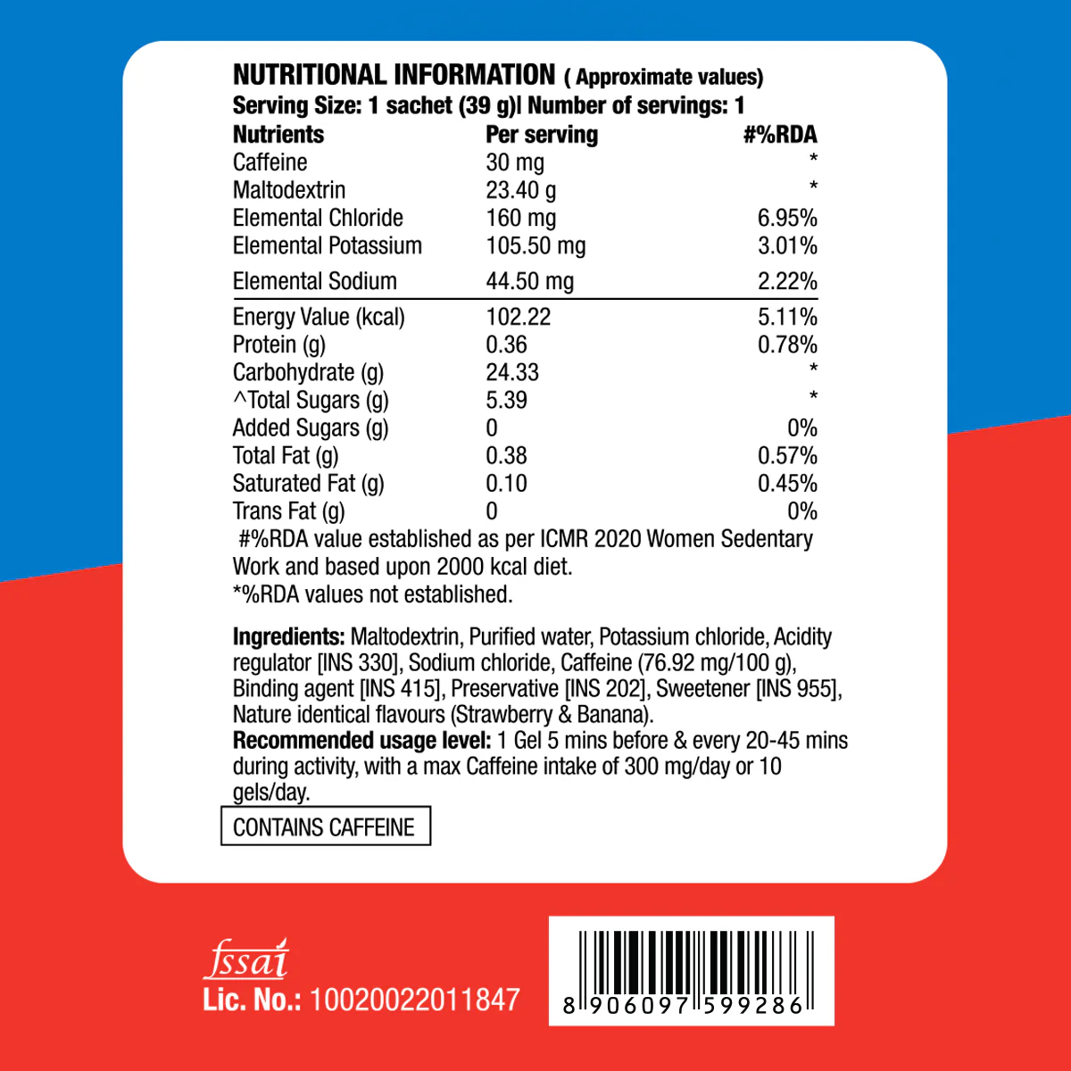 Energy Gel Strawberry Banana Caffeinated 39g Pack of 6 + Energy Gel Mango Passion Caffeinated 39g Pack of 6 - Image 8