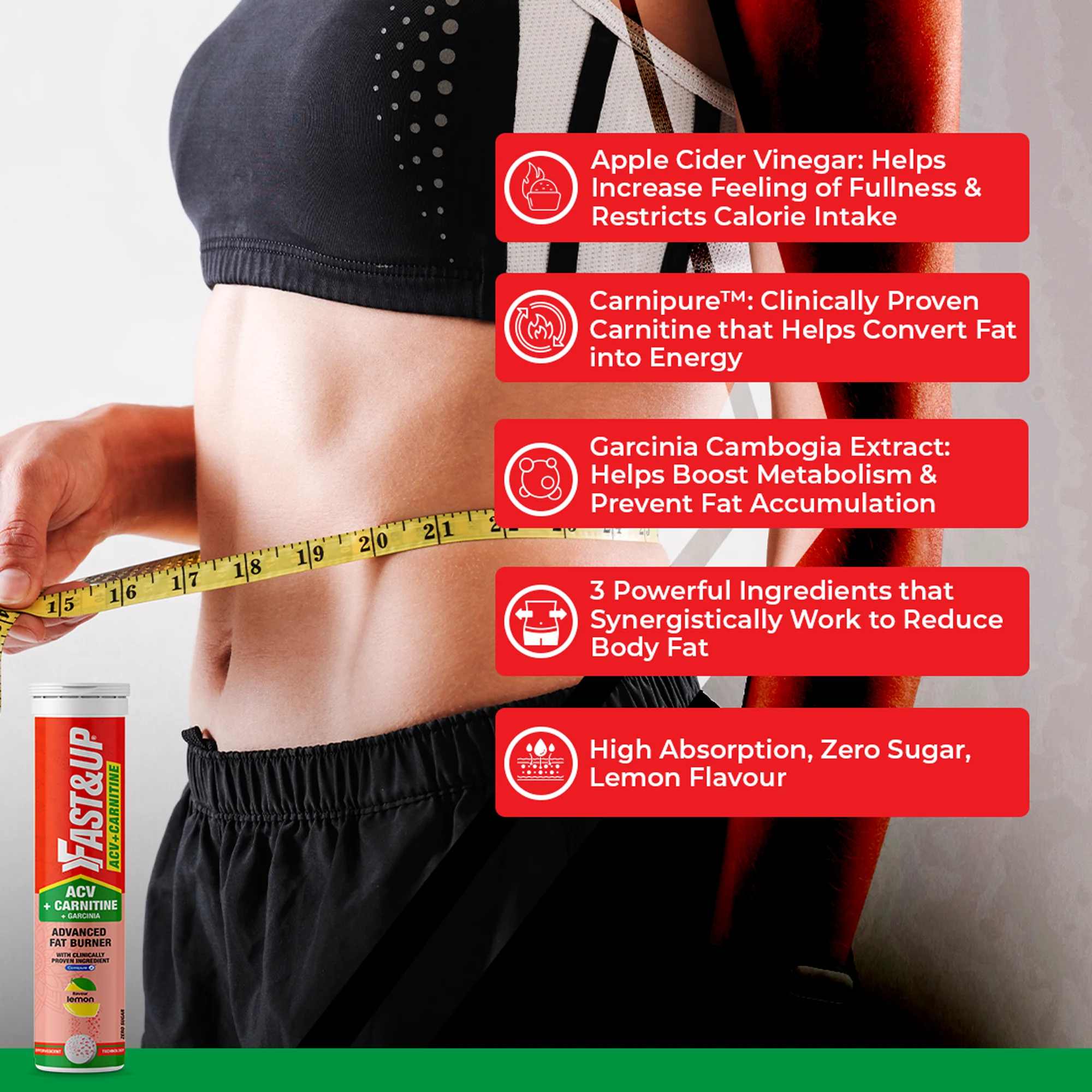 Fast&Up ACV + Carnitine + Garcinia for Weight Loss - Lemon - Image 2