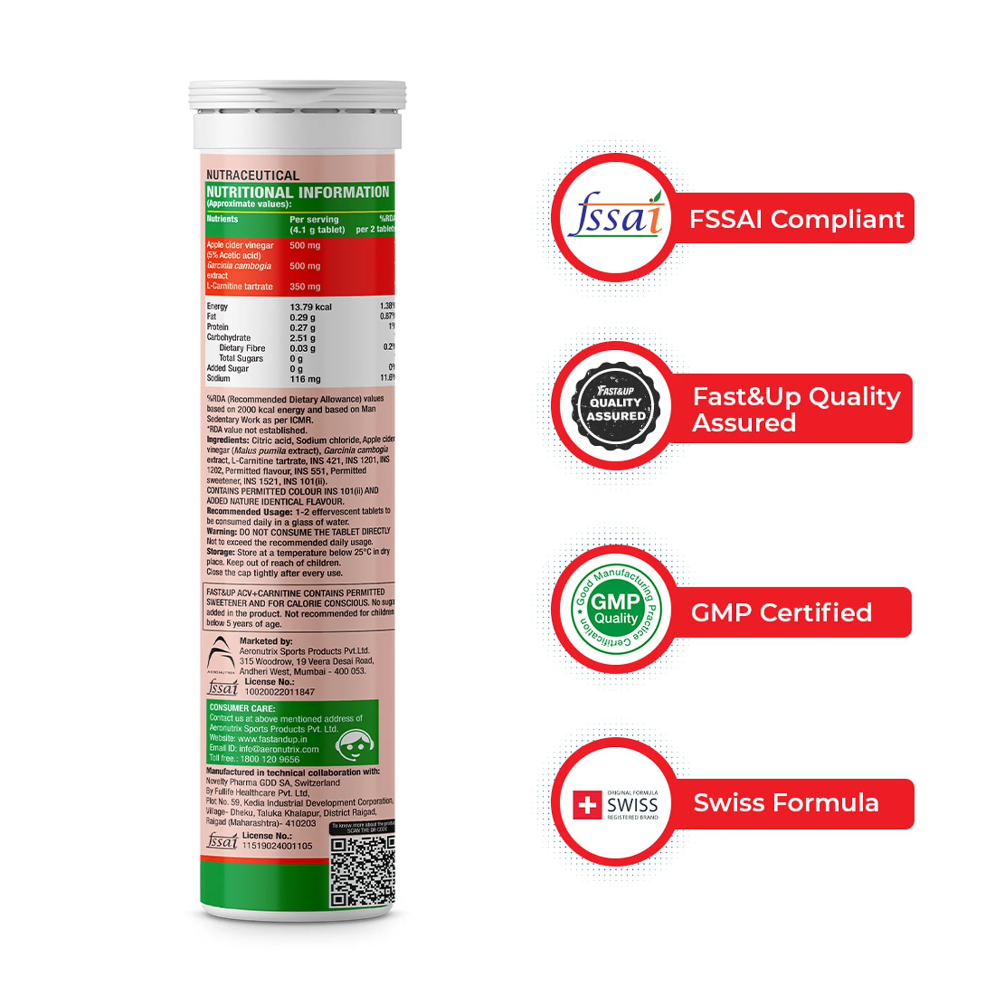 Fast&Up ACV + Carnitine + Garcinia for Weight Loss - Lemon - Image 3