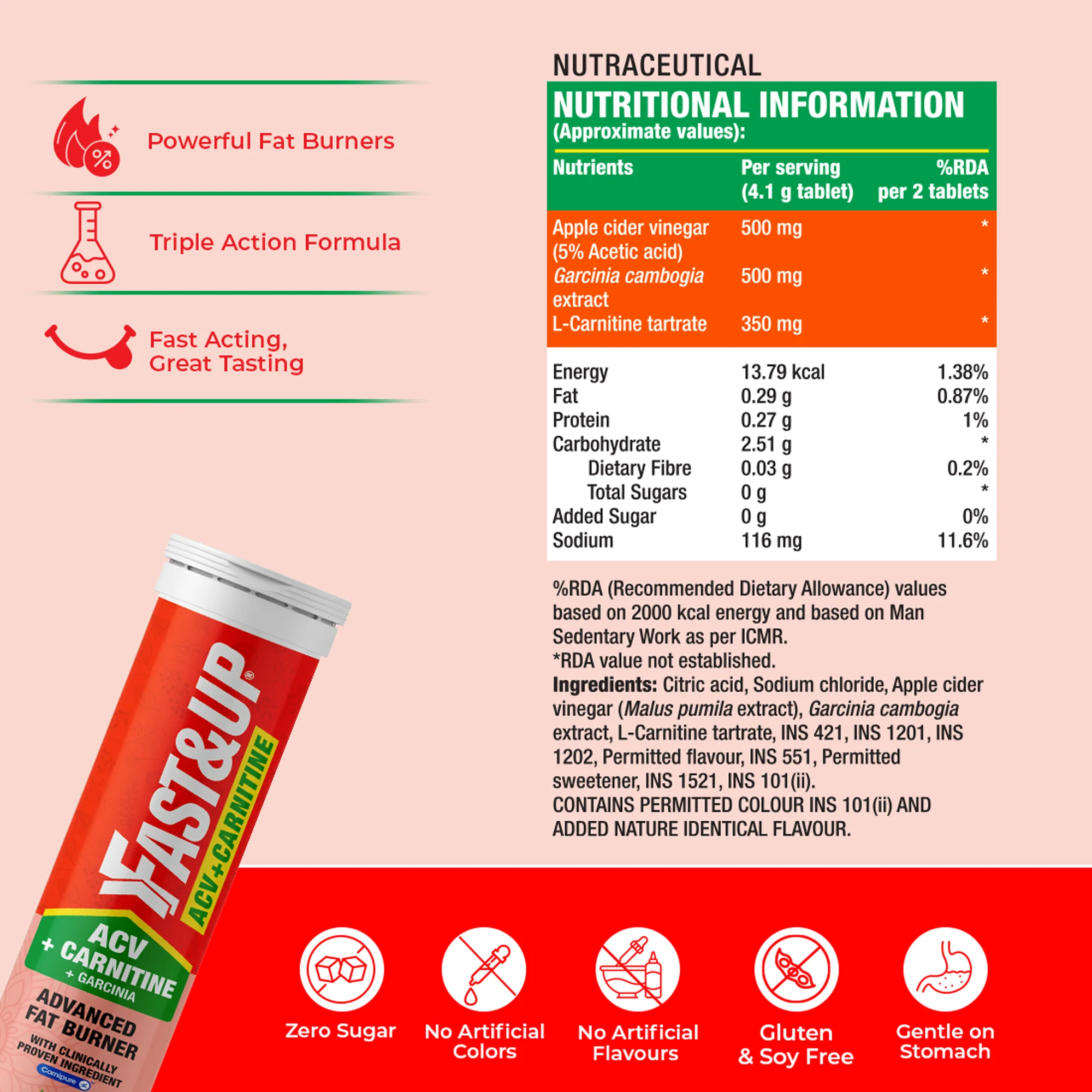 Fast&Up ACV + Carnitine + Garcinia for Weight Loss - Lemon - Image 4
