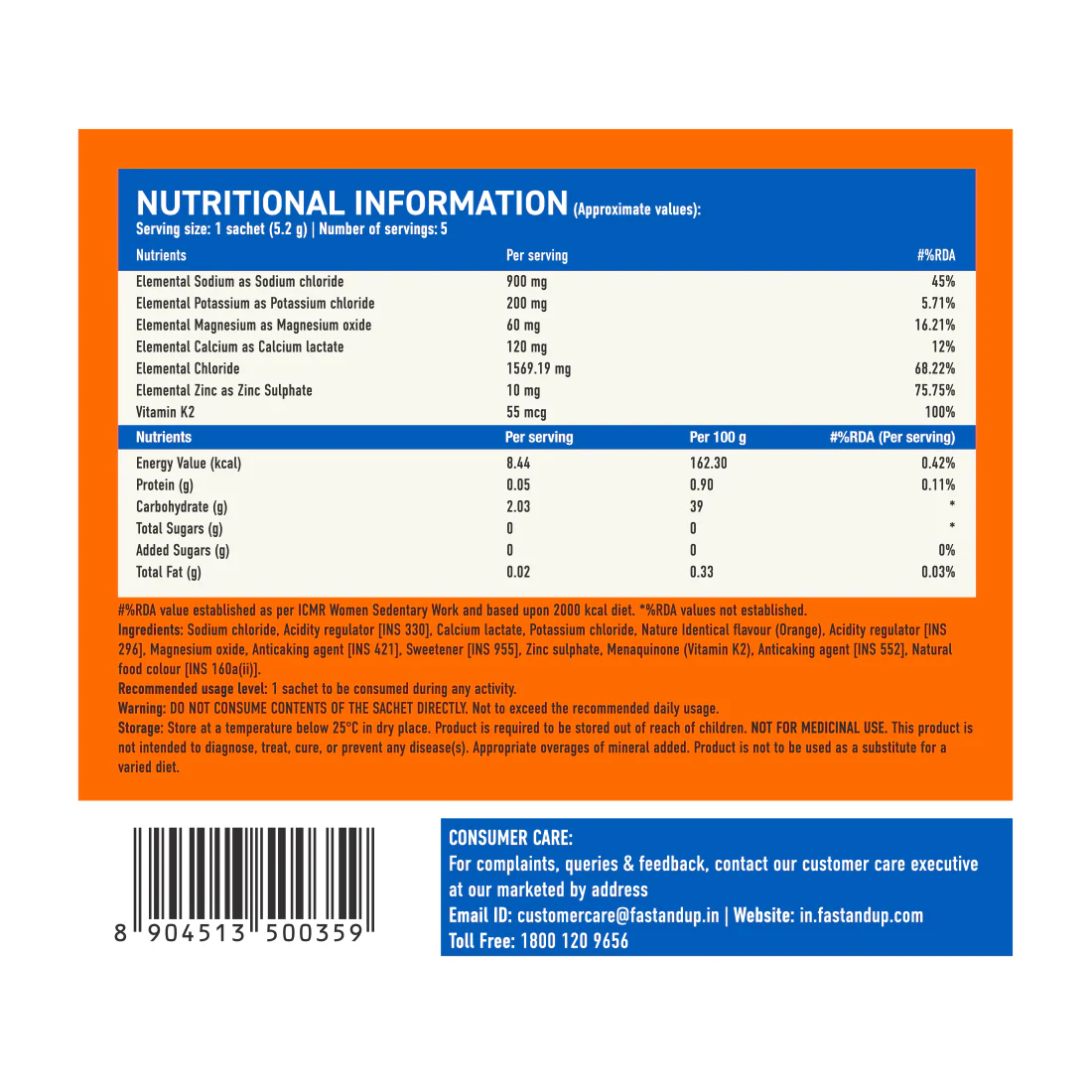 Fast&Up Reload Salts +  High Sodium Electrolyte Mix - Orange 5's - Image 3