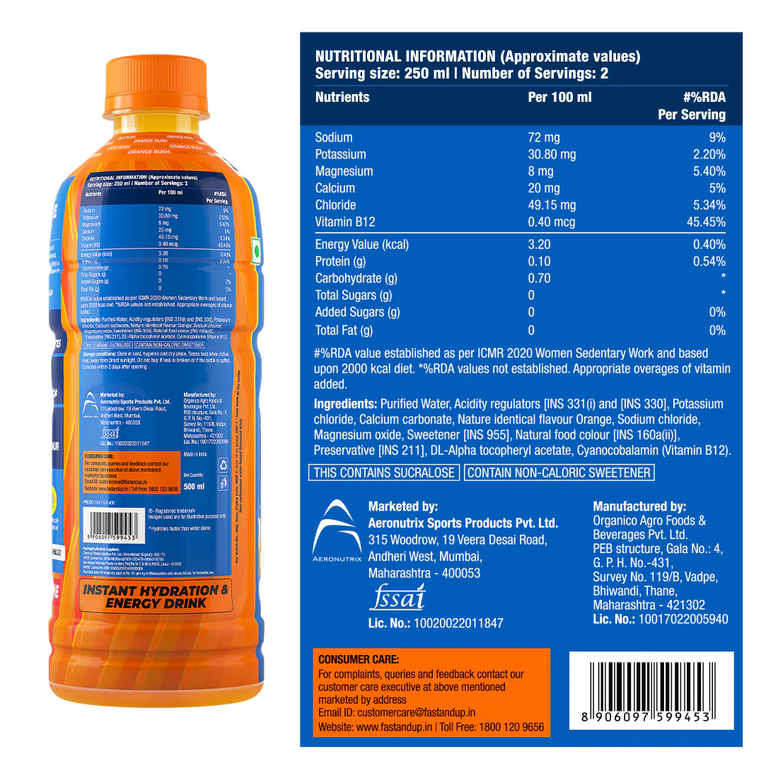 Fast&Up Reload Ready To Drink - 500 ml - Orange - Image 6
