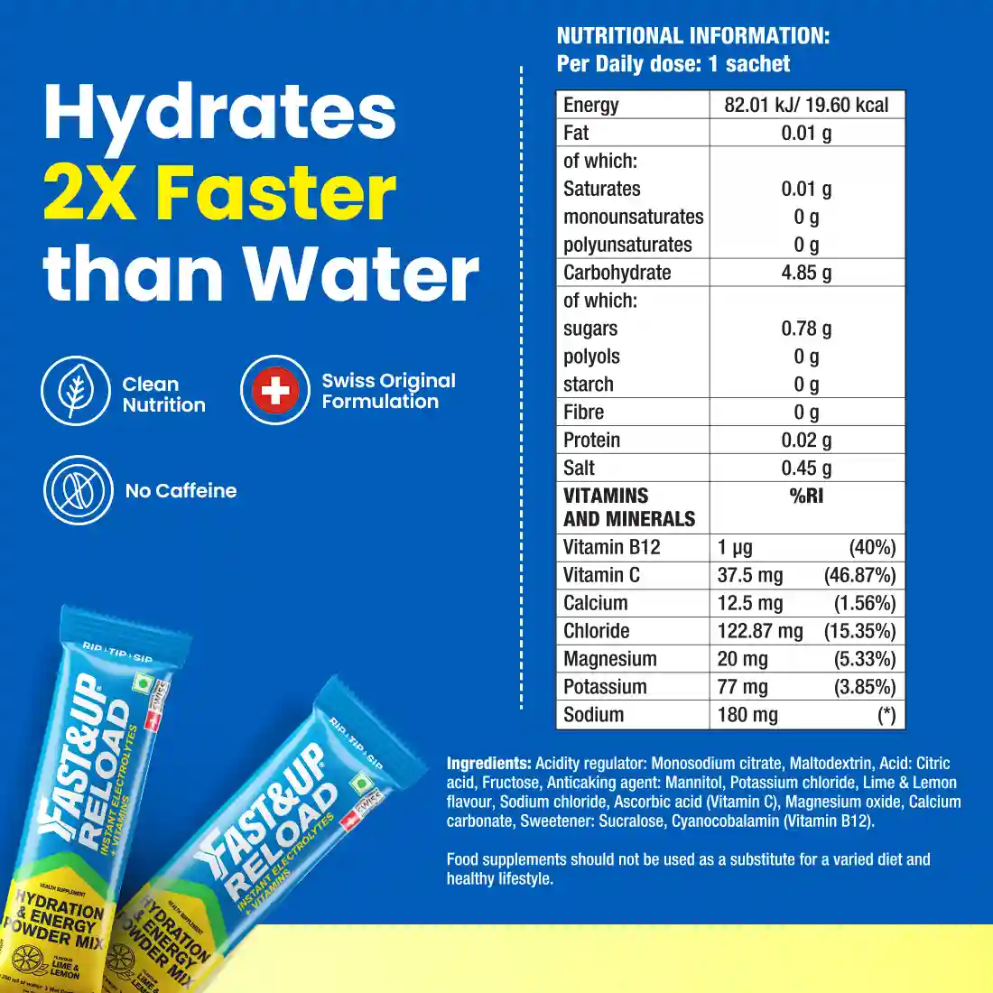 Reload - Low Sugar Instant Hydration Sticks - Lime & Lemon - Image 3