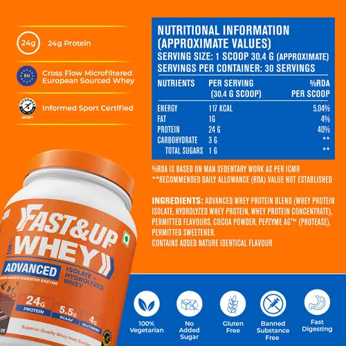 Fast&Up Whey Advanced - Isolate + Hydrolyzed Whey - Rich Chocolate - Image 4